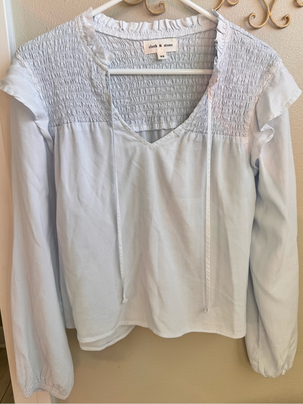 cloth & stone Light Blue Smocked Camisole with Tie Straps